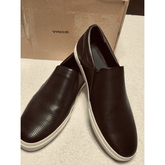 Vince Men's Fletcher BlackPerforated Leather Size 13 New In Box MSRP $250